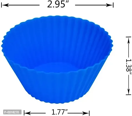 Stylish Trendy Silicone Reusable Muffin Liners Non Stick Cup Cake Molds (12 Cups)-thumb4