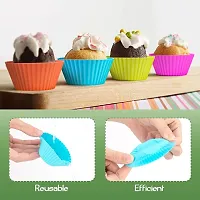 Stylish Trendy Silicone Reusable Muffin Liners Non Stick Cup Cake Molds (12 Cups)-thumb4