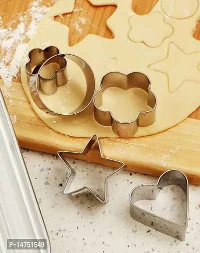 Stainless Steel Cookie Cutter with Heart, Flower, Star and Round Shapes (12 Pieces)-thumb2