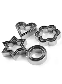 Stainless Steel Cookie Cutter with Heart, Flower, Star and Round Shapes (12 Pieces)-thumb2