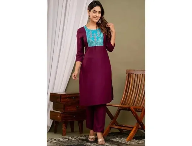 Designer Rayon Straight Kurta Pant Set For Women