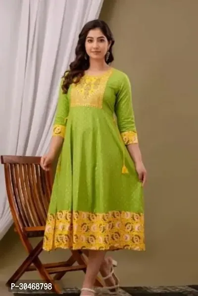 Designer Green Embroidered Rayon Anarkali Kurta For Women-thumb0