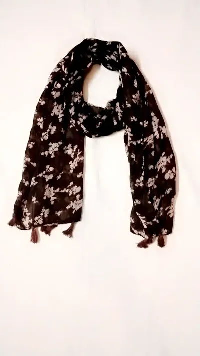 BROWN COLORED POLYCOTTON  SCARF