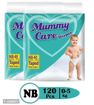 Mummy Care Baby Diaper Tape New Born 120 Pieces, Pack of 2 (10 hours absoption)