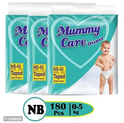 Mummy Care Baby Diaper Tape New Born 180 Pieces, Pack of 3 (10 hours absoption)