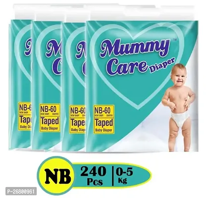 Mummy Care Baby Diaper Tape New Born 240 Pieces, Pack of 4 (10 hours absoption)