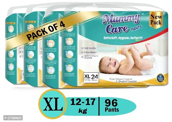 MUMMY CARE Extra soft Baby Diaper Pants | XL Size Baby Diapers (12-17 kg) |(Pack Of 4) 96 pcs , Hygenic diaper | Upto 12 hours Absoprtion