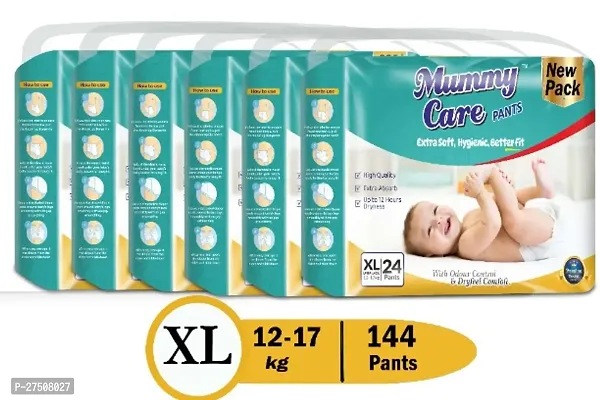 MUMMY CARE Extra soft Baby Diaper Pants | XL Size Baby Diapers (12-17 kg) |(Pack Of 6) 144pcs , Hygenic diaper | Upto 12 hours Absoprtion