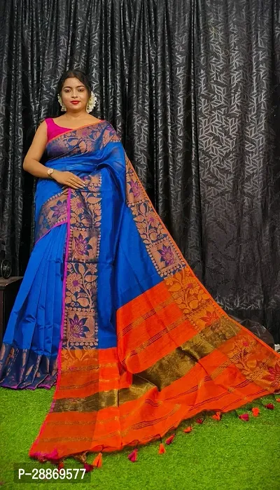 Fancy Cotton Saree With Blouse Piece For Women-thumb0