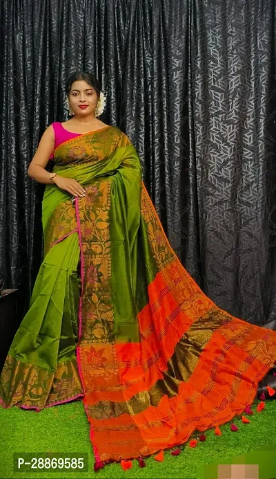 Fancy Cotton Saree With Blouse Piece For Women-thumb0