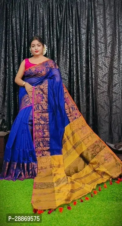 Fancy Cotton Saree With Blouse Piece For Women