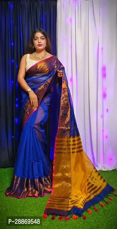 Fancy Cotton Saree With Blouse Piece For Women