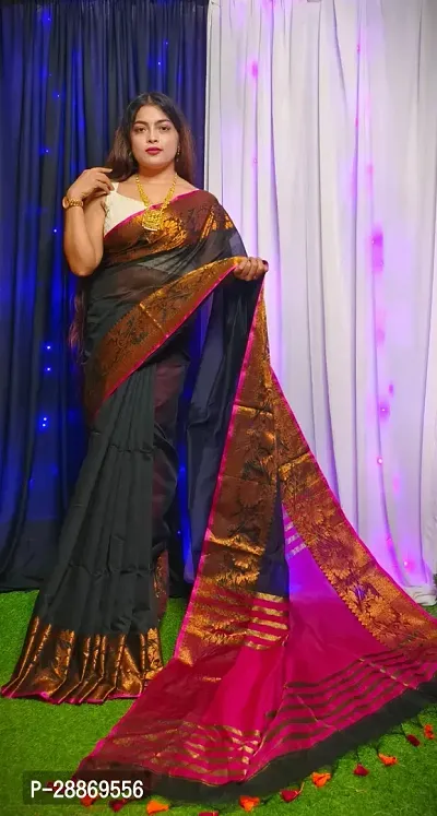 Fancy Cotton Saree With Blouse Piece For Women-thumb0