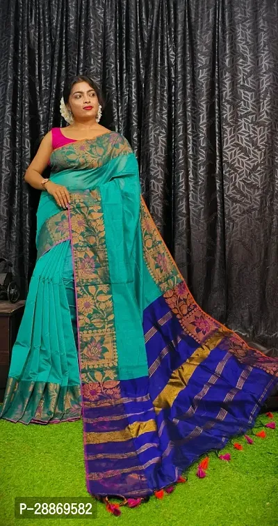 Fancy Cotton Saree With Blouse Piece For Women