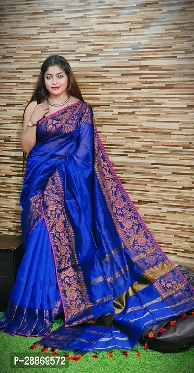 Fancy Cotton Saree With Blouse Piece For Women-thumb0