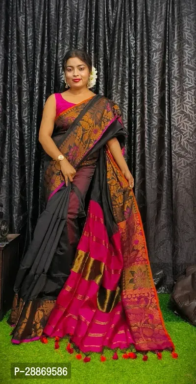 Fancy Cotton Saree With Blouse Piece For Women-thumb0