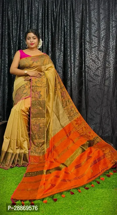 Fancy Cotton Saree With Blouse Piece For Women-thumb0