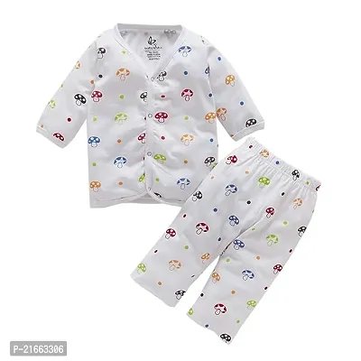 Fabulous White Cotton Blend Printed Top With Bottom For Girls