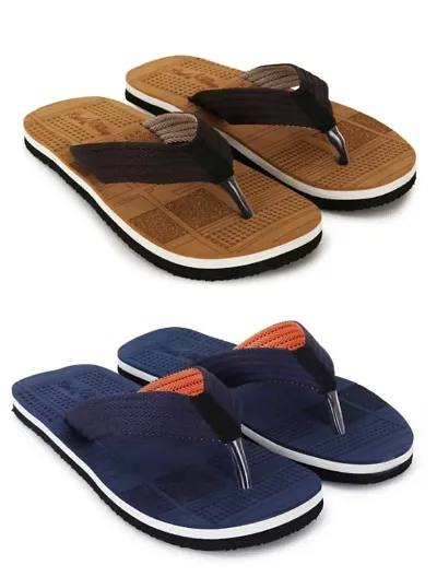 Relaxed Graceful Men Flip Flops, Pack of 2