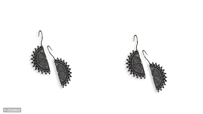 Silver Oxidised Silver  Studs Earrings For Women Pack of 2