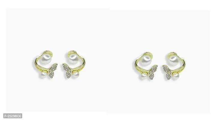 Golden Pearl  Studs Earrings For Women Pack of 2