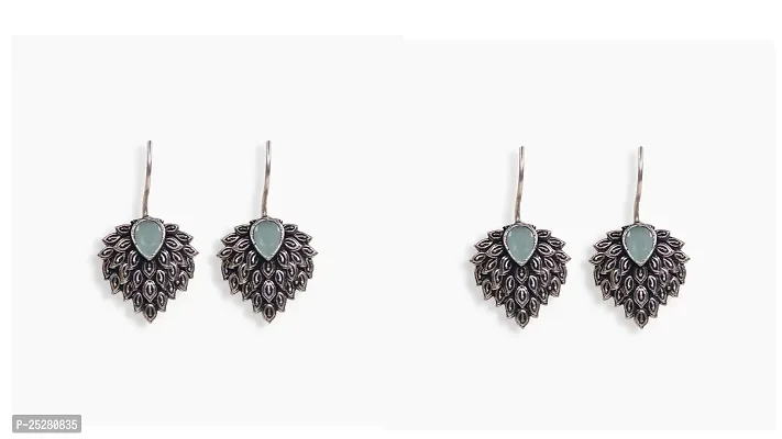 Silver Oxidised Silver  Studs Earrings For Women Pack of 2