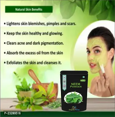 Organic Prime Neem Leaf Powder (Azadirachta Indica) for Pimple free clear Skin,Healthy Hair  Hair Cleanser/Skin and Face care Powder Pack - 200 GM by Organic Prime-thumb5