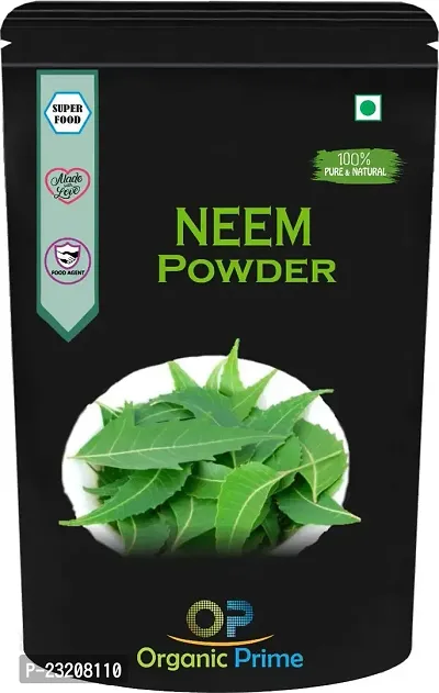 Organic Prime Neem Leaf Powder (Azadirachta Indica) for Pimple free clear Skin,Healthy Hair  Hair Cleanser/Skin and Face care Powder Pack - 100 GM by Organic Prime-thumb0