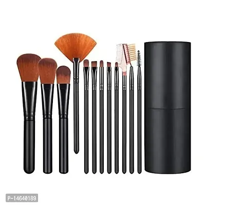 Fancy Beauty Professional Luxury Makeup Brush Set With Storage Box - 12 Piece Black Brushes Makeup Kit For Girls And Women-thumb0