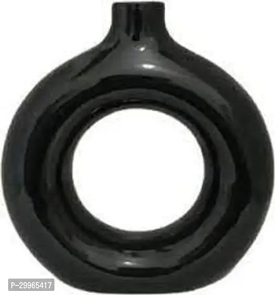 Unique Black Ring Shaped Ceramic Flower Vase for Home Decor Living Room  Vases-thumb0