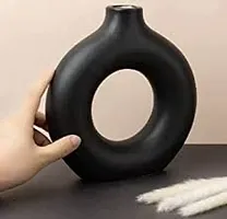 Unique Black Ring Shaped Ceramic Flower Vase for Home Decor Living Room  Vases-thumb3