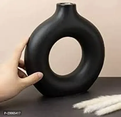 Unique Black Ring Shaped Ceramic Flower Vase for Home Decor Living Room  Vases-thumb4