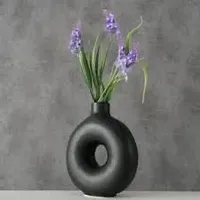 Unique Black Ring Shaped Ceramic Flower Vase for Home Decor Living Room  Vases-thumb1