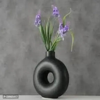 Unique Black Ring Shaped Ceramic Flower Vase for Home Decor Living Room  Vases-thumb2