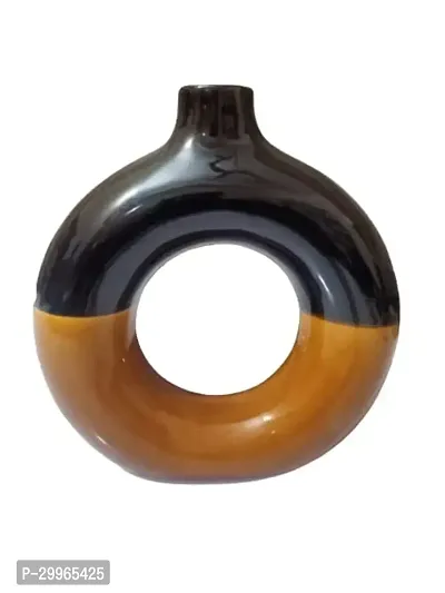 Unique Black  Brown Ring Shaped Ceramic Flower Vase for Home Decor Living Room Vases-thumb0