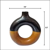 Unique Black  Brown Ring Shaped Ceramic Flower Vase for Home Decor Living Room Vases-thumb1