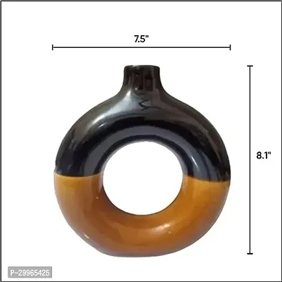 Unique Black  Brown Ring Shaped Ceramic Flower Vase for Home Decor Living Room Vases-thumb2