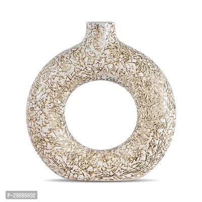 Unique White Ring Shaped Ceramic Flower Vase for Home Decor Living Room Vases