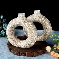 Unique White Ring Shaped Ceramic Flower Vase for Home Decor Living Room Vases Pack of 2-thumb4