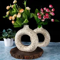 Unique White Ring Shaped Ceramic Flower Vase for Home Decor Living Room Vases Pack of 2-thumb1