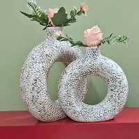 Unique White Ring Shaped Ceramic Flower Vase for Home Decor Living Room Vases Pack of 2-thumb3