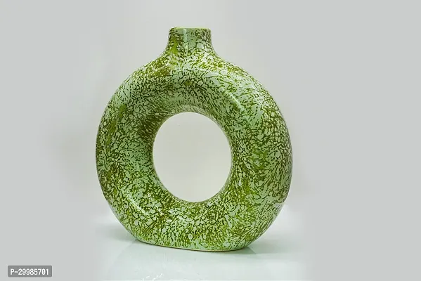 Unique Green Ring Shaped Ceramic Flower Vase for Home Decor Living Room Vases