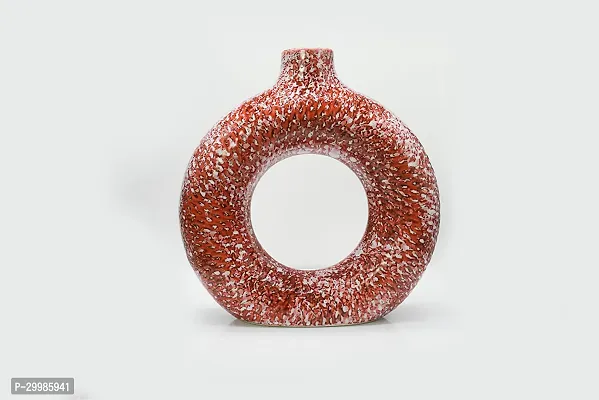 Handicraft Unique Red Ring Shaped Ceramic Flower Vase for Home Decor