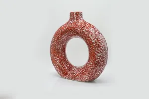 Handicraft Unique Red Ring Shaped Ceramic Flower Vase for Home Decor-thumb4