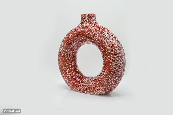 Handicraft Unique Red Ring Shaped Ceramic Flower Vase for Home Decor-thumb5