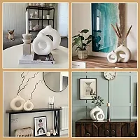 Handicraft Unique White Ring Shaped Ceramic Flower Vase for Home Decor Living Room Vases Pack of 2-thumb2