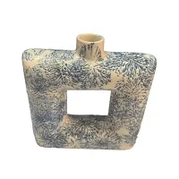 Handicraft Unique Blue Square Ring Shaped Ceramic Flower Vase for Home Decor Living Room Vases-thumb3