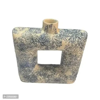 Handicraft Unique Blue Square Ring Shaped Ceramic Flower Vase for Home Decor Living Room Vases-thumb4