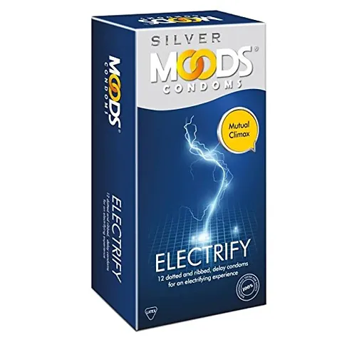 Moods Silver Electrify Dotted and Ribbed Condom 12's(Pack of 1)