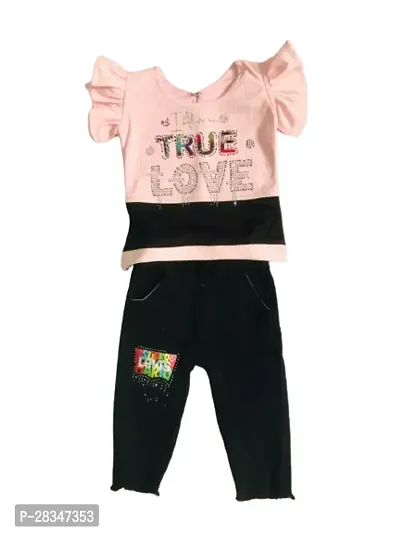 Fabulous Multicoloured Cotton Blend Printed Top with Full Pant For Girls